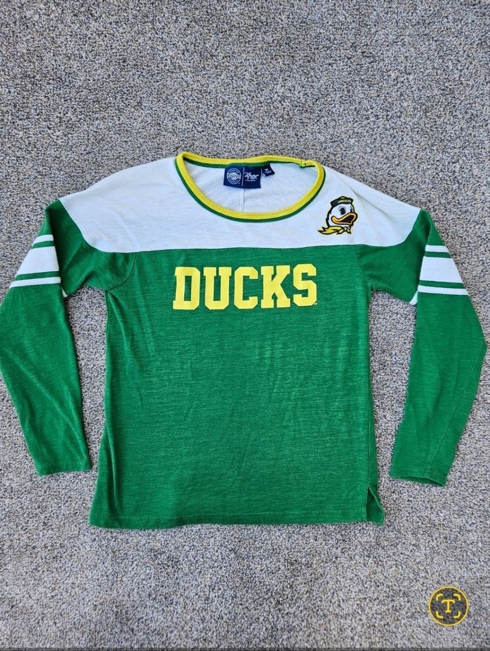 Oregon Ducks U of O Long Sleeve Raglan Shirt Baseball Tee Womens Size Medium